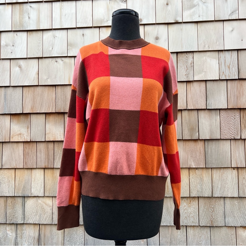 Another Girl Retro Sunset Colour Block Pullover Sweater, 6